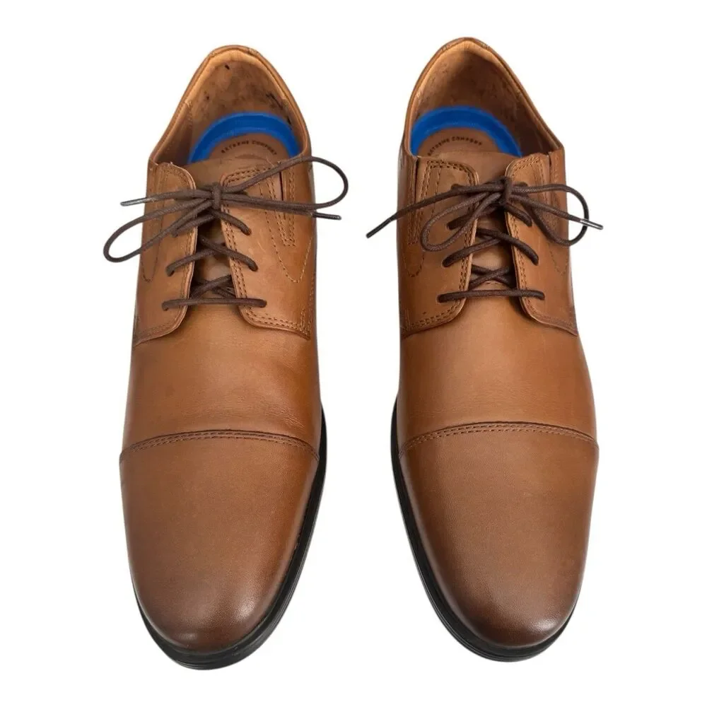 Clarks Whiddon‎ Cap Lace Up Oxford Shoes Dark Tan Leather Men’s Size 13